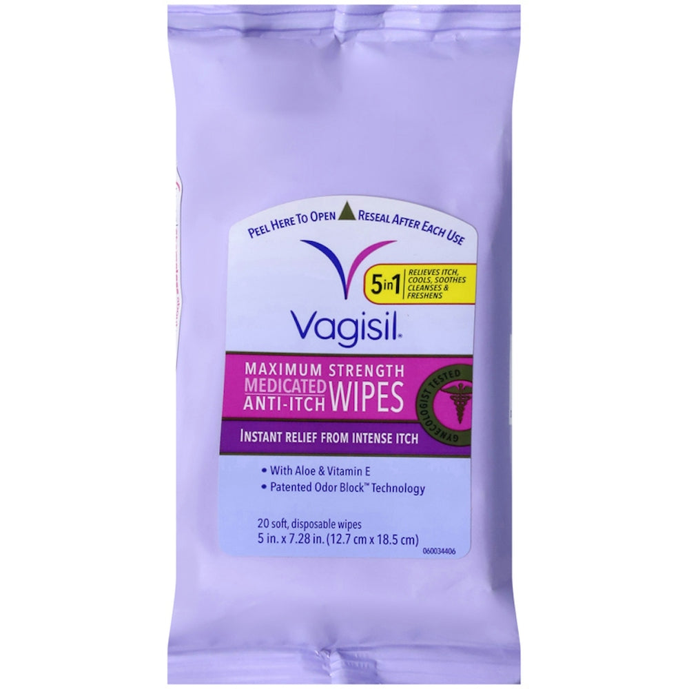 Vagisil® Maximum Strength Medicated Anti-Itch Wipe, 20 EA