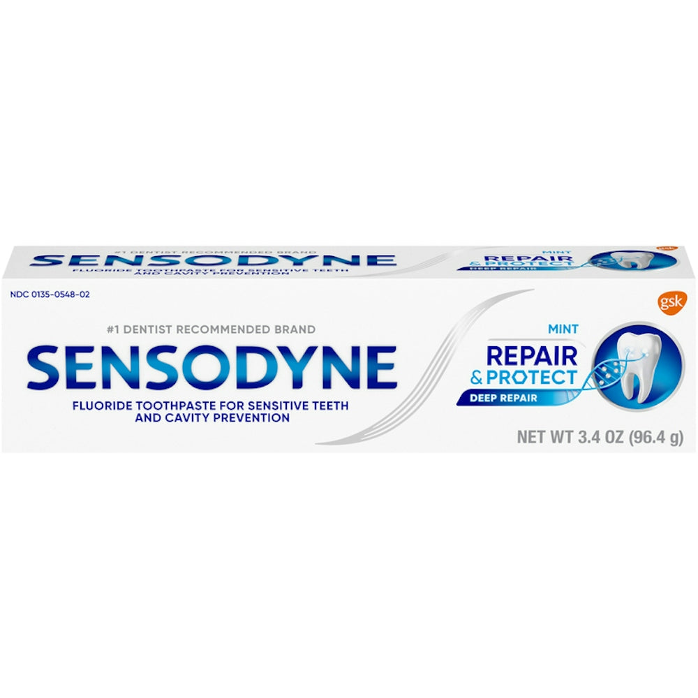 Dentifrice Sensodyne Répare & Protège Menthe au fluor pour dents sensibles et prévention des caries - 96 g