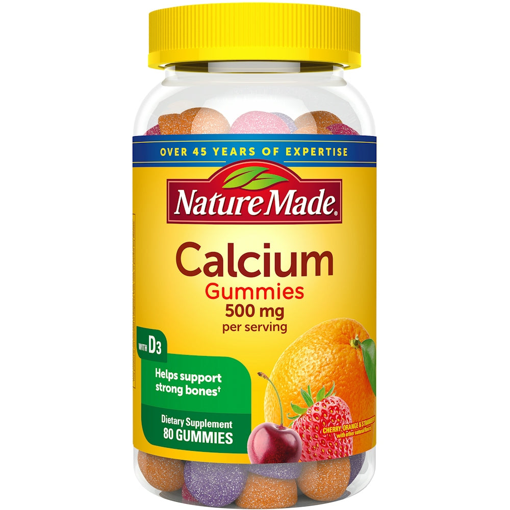 Nature Made Calcium Gummies 500 Mg Per Serving With Vitamin D3 Cherry, Orange & Strawberry Vitamins & Supplements Pasteur Pharmacy