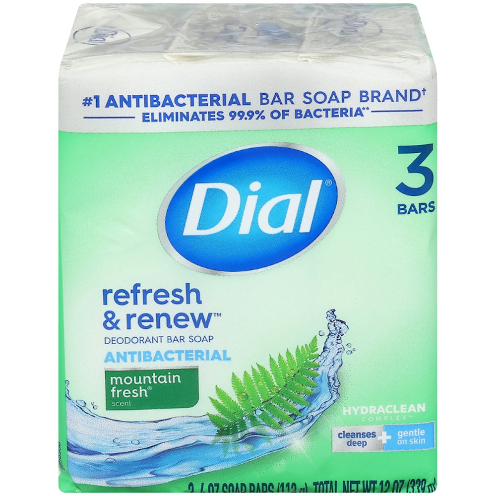 Savon en pain antibactérien et désodorisant Dial, Mountain Fresh, 113 g, 3 pains