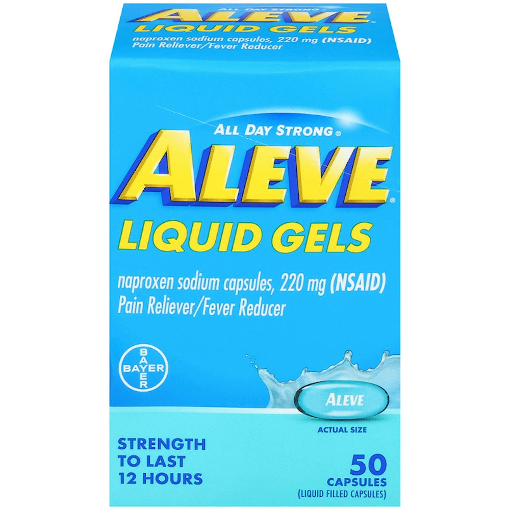 Aleve Pain Reliever & Fever Reducer, 220mg Naproxen Sodium, 50 Liquid Gels Medicine & Drugs Pasteur Pharmacy