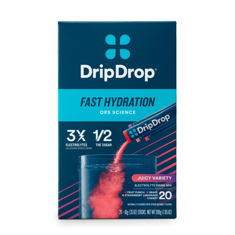 Drip Drop Dehydration Relief Fast Juicy Electrolyte Drink Mix Variety Carton Powdered Beverage Mixes Pasteur Pharmacy
