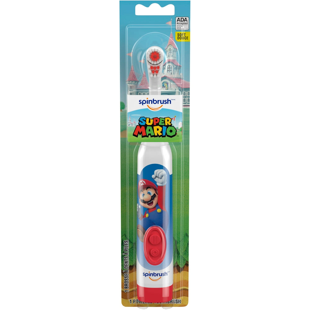 Spinbrush Kids Super Mario Electric Battery Powered Toothbrush Soft Bristles Toothbrushes Pasteur Pharmacy