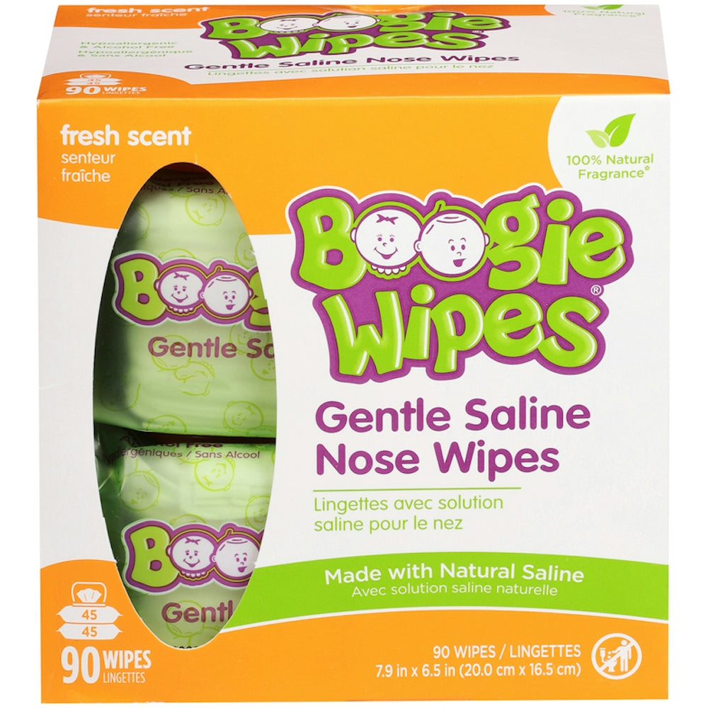Toallitas nasales Boogie Wipes con solución salina suave, aroma fresco, paquete económico