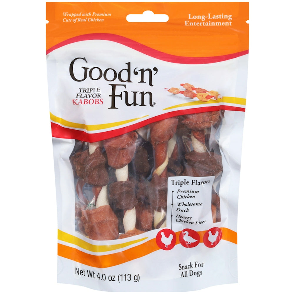 Good 'n' Fun Triple Flavor Kabobs Snack For All Dogs - 4 Ounce Dog Treats Pasteur Pharmacy