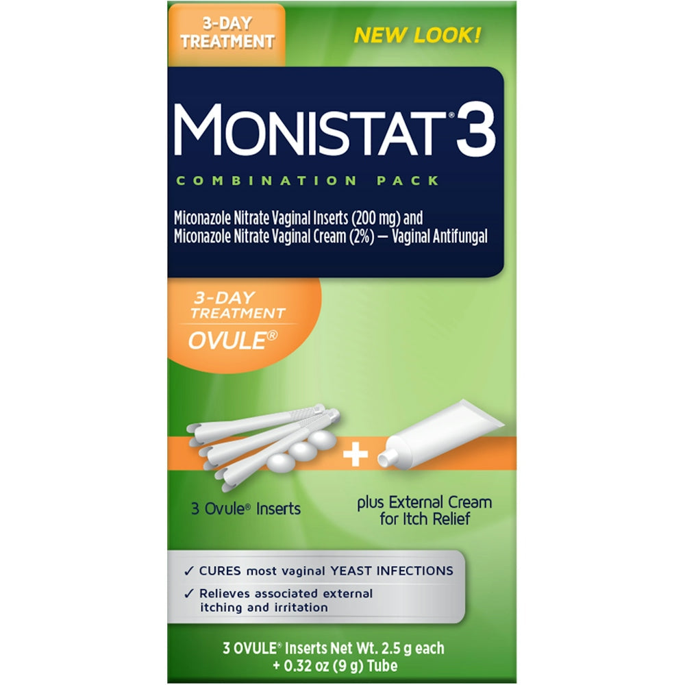 Monistat 3-Day Yeast Infection Treatment Combination Pack, 3 Ovule Inserts & External Itch Relief Cream Medicine & Drugs Pasteur Pharmacy