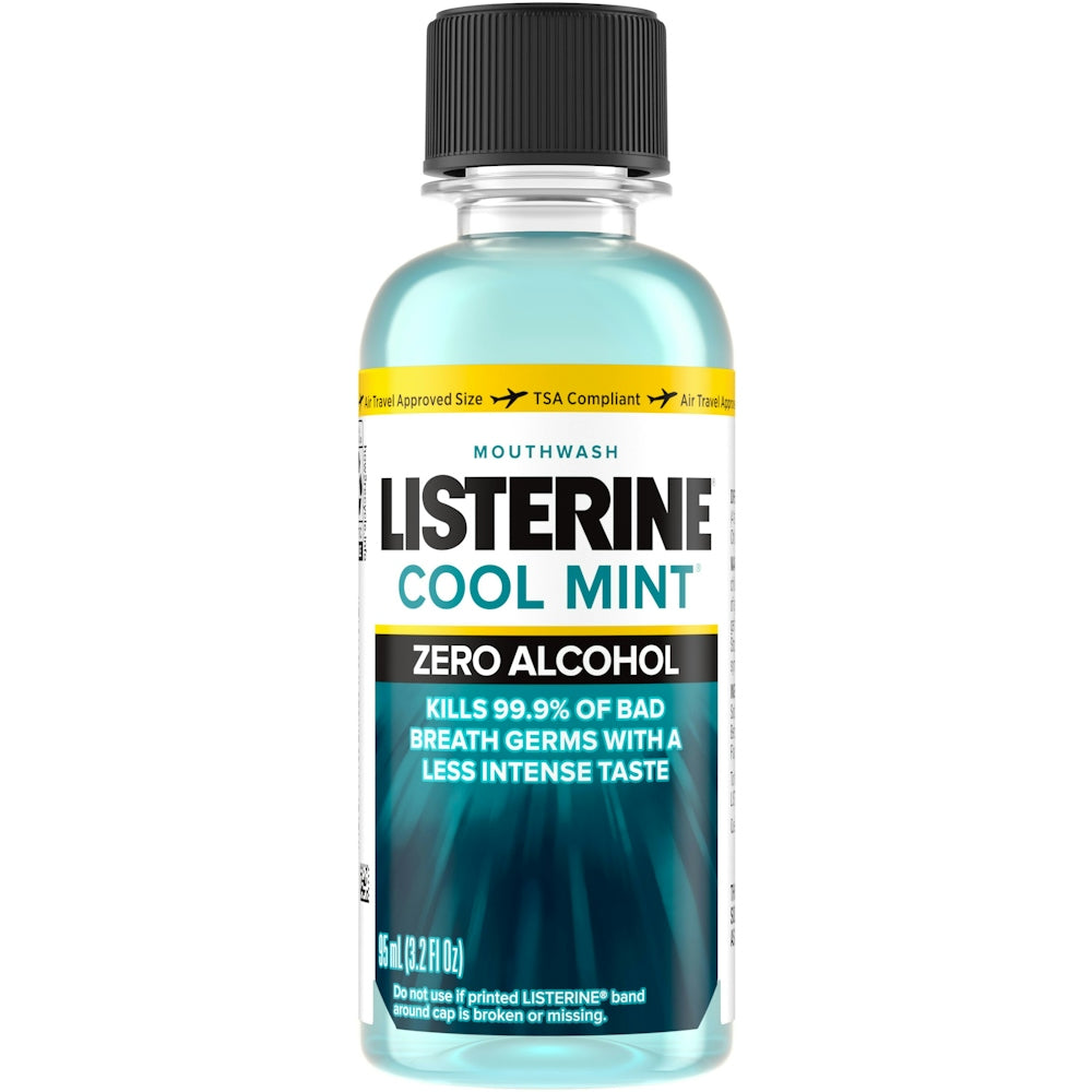 Listerine Mouthwash, Zero Alcohol, Cool Mint 3.2 Fl Oz Mouthwash Pasteur Pharmacy