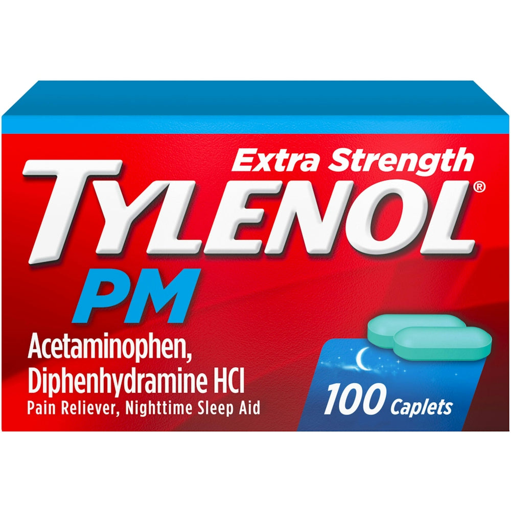 Tylenol PM Extra Strength Nighttime Pain Reliever & Sleep Aid, 100 Caplets Medicine & Drugs Pasteur Pharmacy