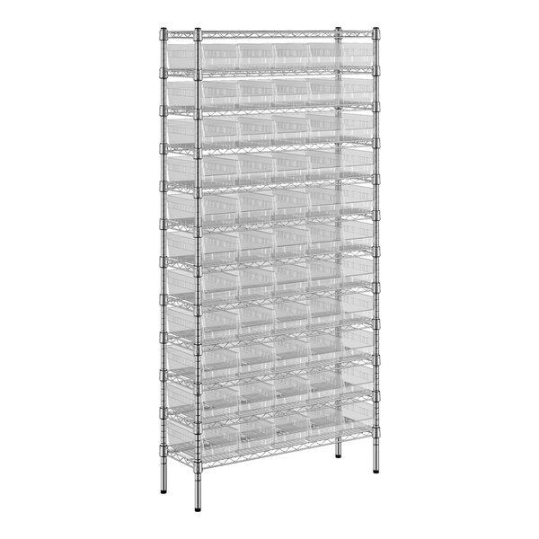 Regency Space Solutions 12" X 36" X 74" Wire Shelving Unit With 55 Clear Bins Industrial Shelving Pasteur Pharmacy