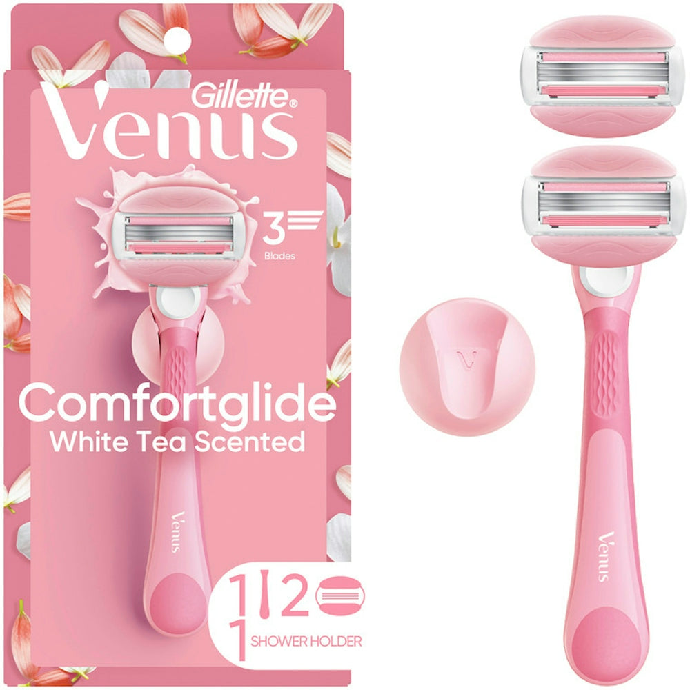 Gillette Venus ComfortGlide White Tea Women's Razor – 1 Handle + 2 Blade Refills Razors & Razor Blades Pasteur Pharmacy