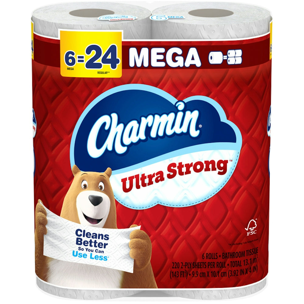 Charmin Ultra Strong Toilet Paper, 6 Mega Rolls (= 24 Regular Rolls)
