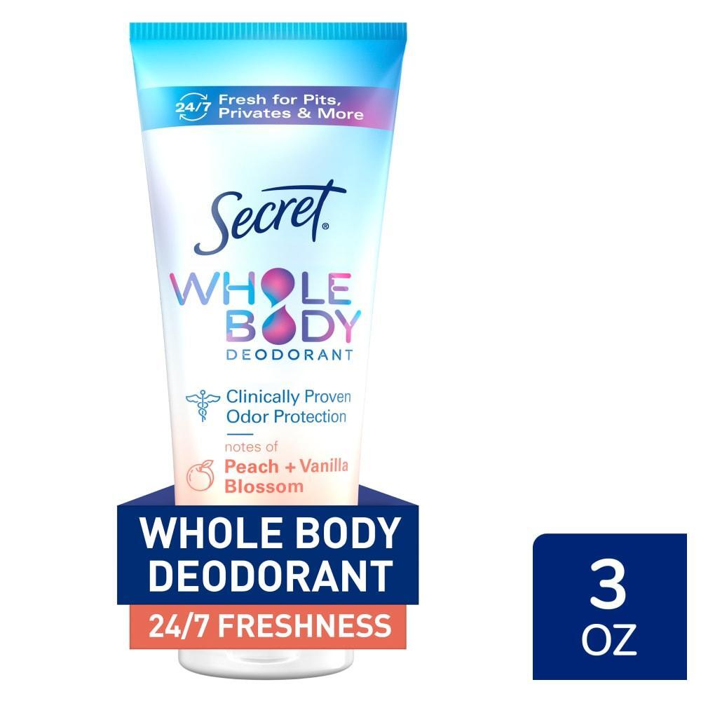 Secret Whole Body Deodorant Cream, Peach & Vanilla Blossom, 3 oz - Aluminum-Free Deodorant Pasteur Pharmacy