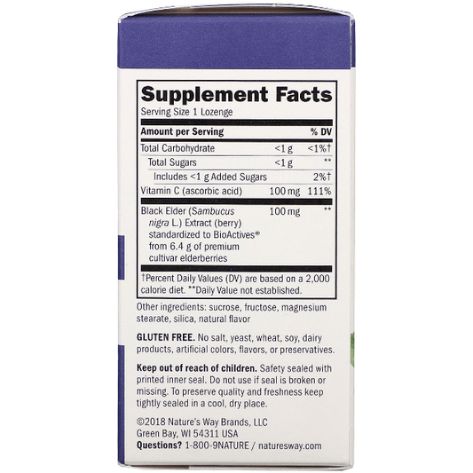 Nature's Way Sambucus Standarized Elderberry Lozenges 30ct Dietary Supplements Pasteur Pharmacy