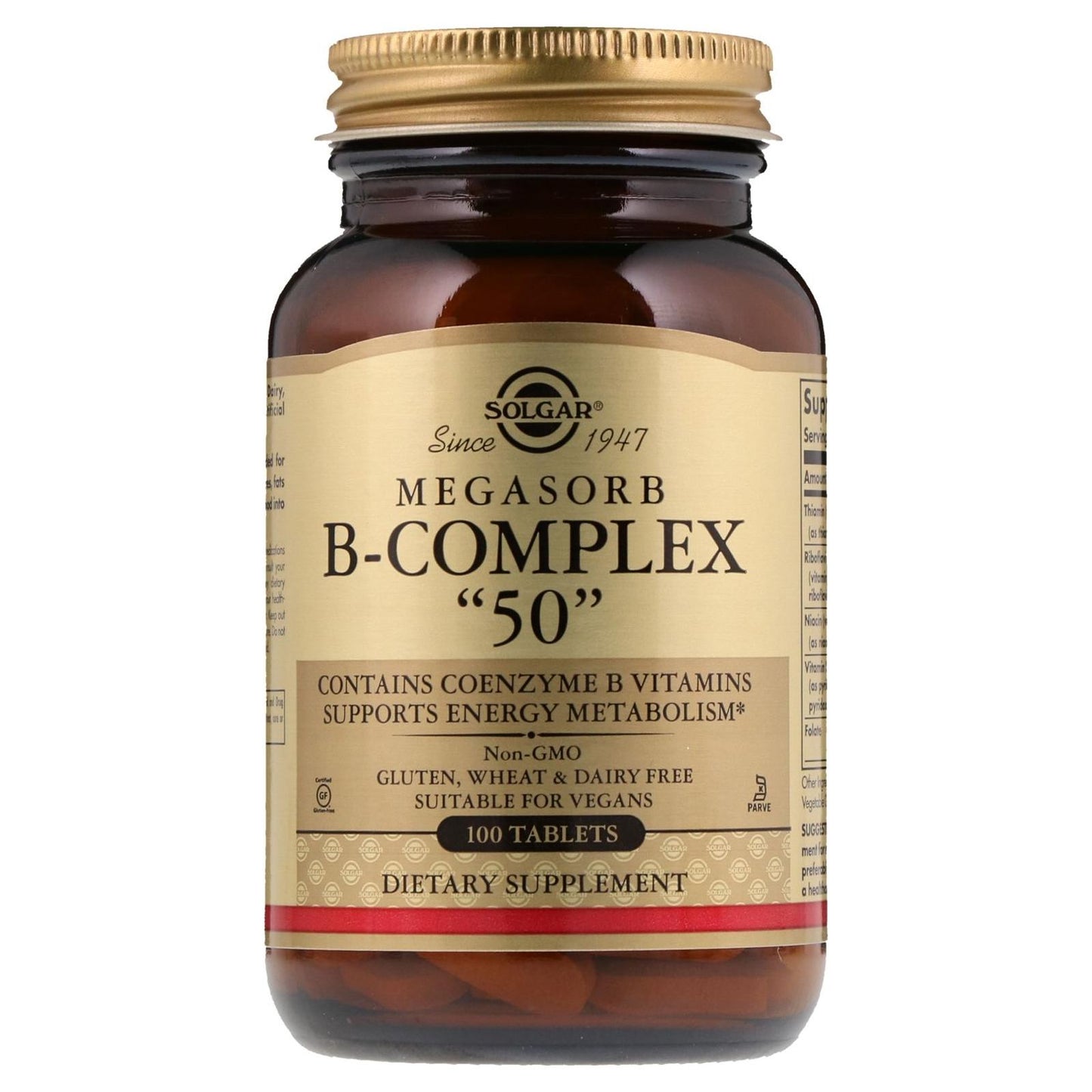 Solgar Megasorb B-Complex "50" 100 Tablets Vitamin Supplement Pasteur Pharmacy