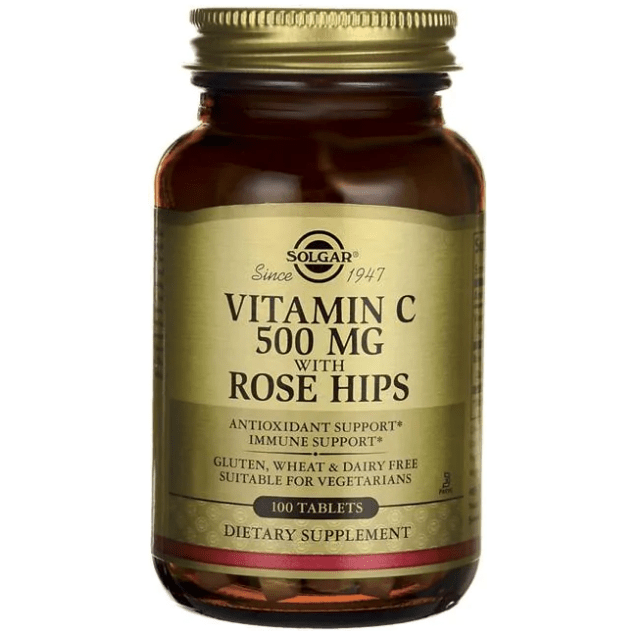 Solgar Vitamin C 500 mg with Rose Hips 100 Tablets Vitamin Supplement Pasteur Pharmacy