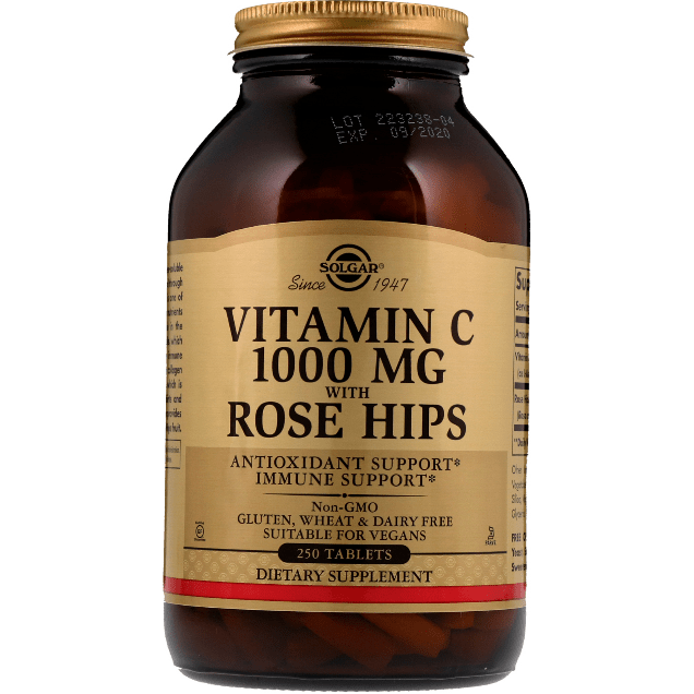 Solgar Vitamin C 1000mg with Rose Hips 250 Tablets Vitamin C Supplement Pasteur Pharmacy