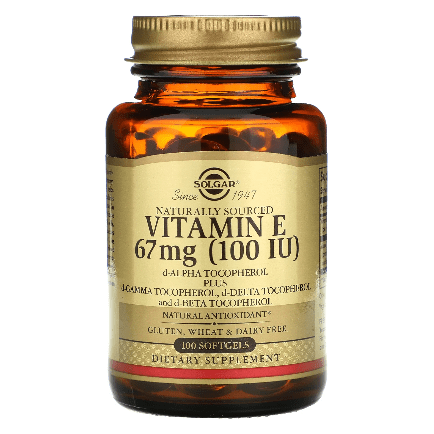 Solgar Vitamin E 67 mg (100 IU) 100 Softgels Vitamin E Supplement Pasteur Pharmacy