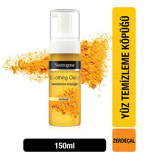 Mousse nettoyante visage au curcuma Soothing Clear de Neutrogena : nettoyant visage doux sans huile pour peaux sensibles et à tendance acnéique (150 ml)