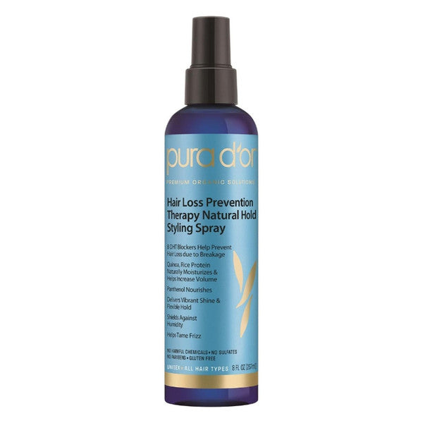 Pura d'or Natural Hold Styling Spray 8oz Hair Care Pasteur Pharmacy