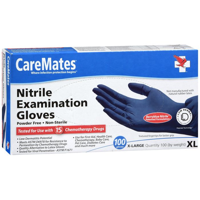 CareMates Nitrile Exam Gloves, Berry Blue, X-Large, 100 Count – Latex-Free & Powder-Free Disposable Gloves Pasteur Pharmacy