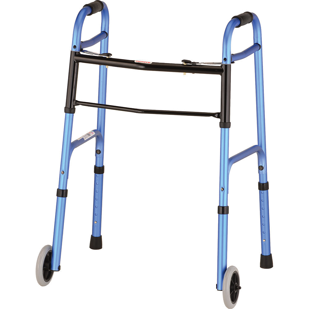 Nova Blue Folding Walker With 5″ Wheels Walkers Pasteur Pharmacy