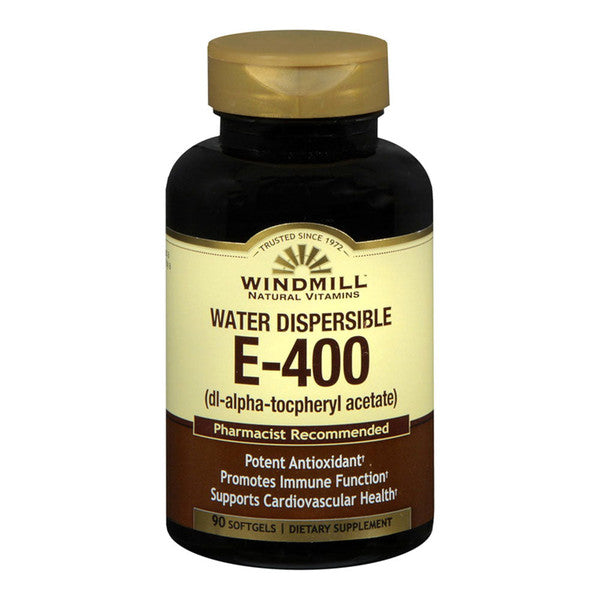 Windmill Vitamin E-400 Softgels Water Dispersible 90 Soft Gels Vitamins & Supplements Pasteur Pharmacy