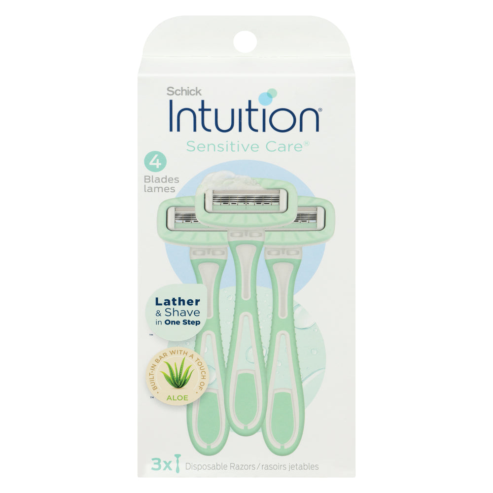 Schick Intuition Sensitive Care 4 Blades Disposable Razors 3 Ea Razors & Razor Blades Pasteur Pharmacy