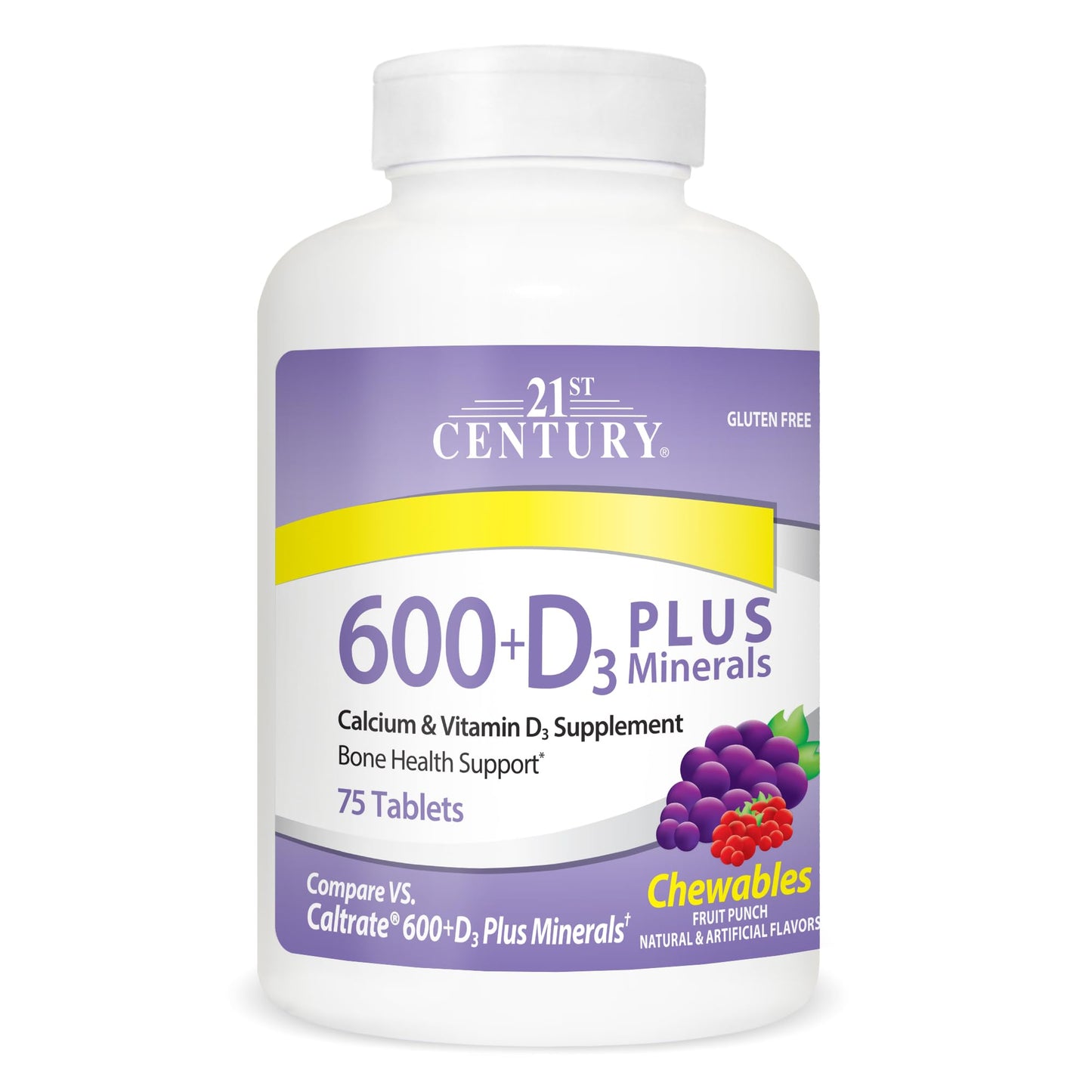 21st Century Calcium 600 Mg +D Plus Minerals Chewable Tablets Fruit Punch Vitamins & Supplements Pasteur Pharmacy