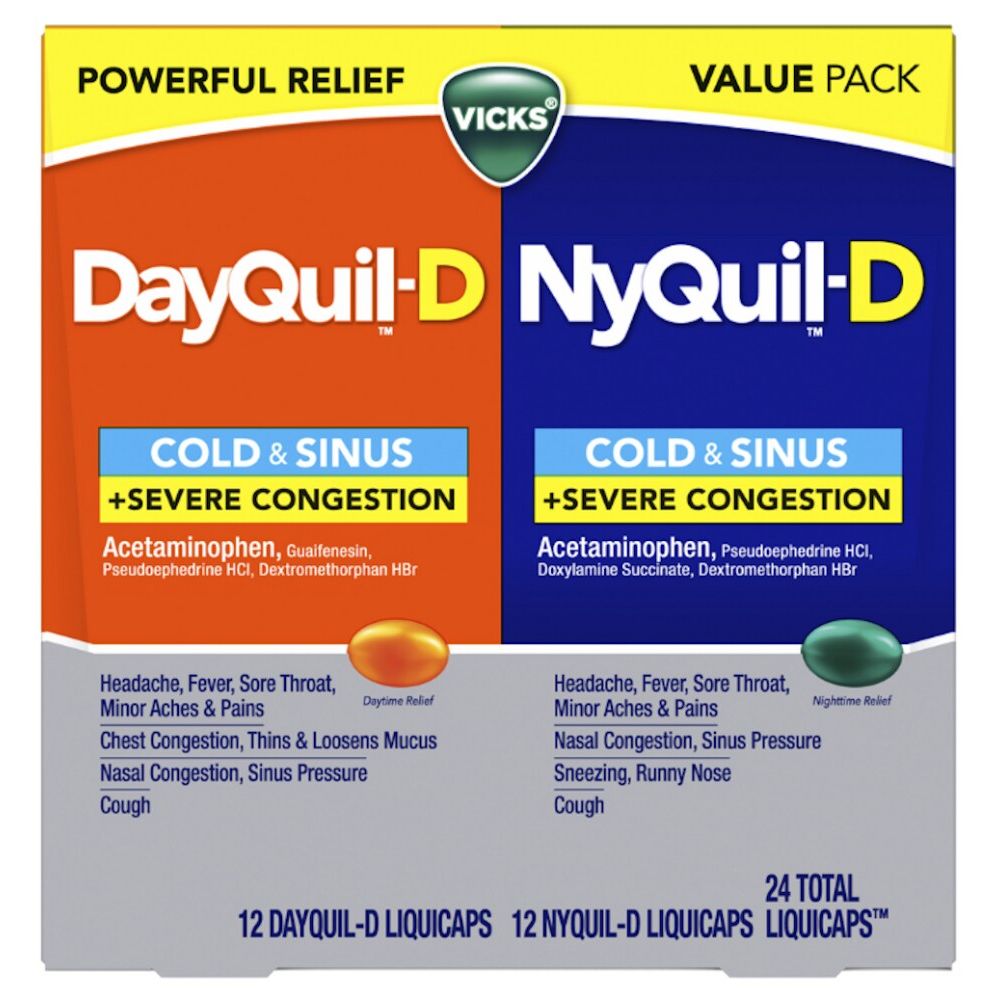 Vicks® DayQuil™-D & NyQuil™-D Cold & Sinus + Severe Congestion LiquiCaps™ Value Pack - 24 Count