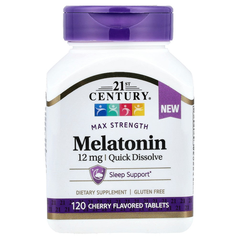 21st Century Melatonin, Max Strength, Cherry, 12 Mg, 120 Tablets Vitamins & Supplements Pasteur Pharmacy