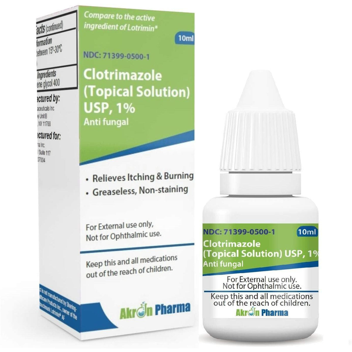 Akron Pharma Lotrimin AF Clotrimazole 1% – Liquid Topical Solution 10 mL – OTC