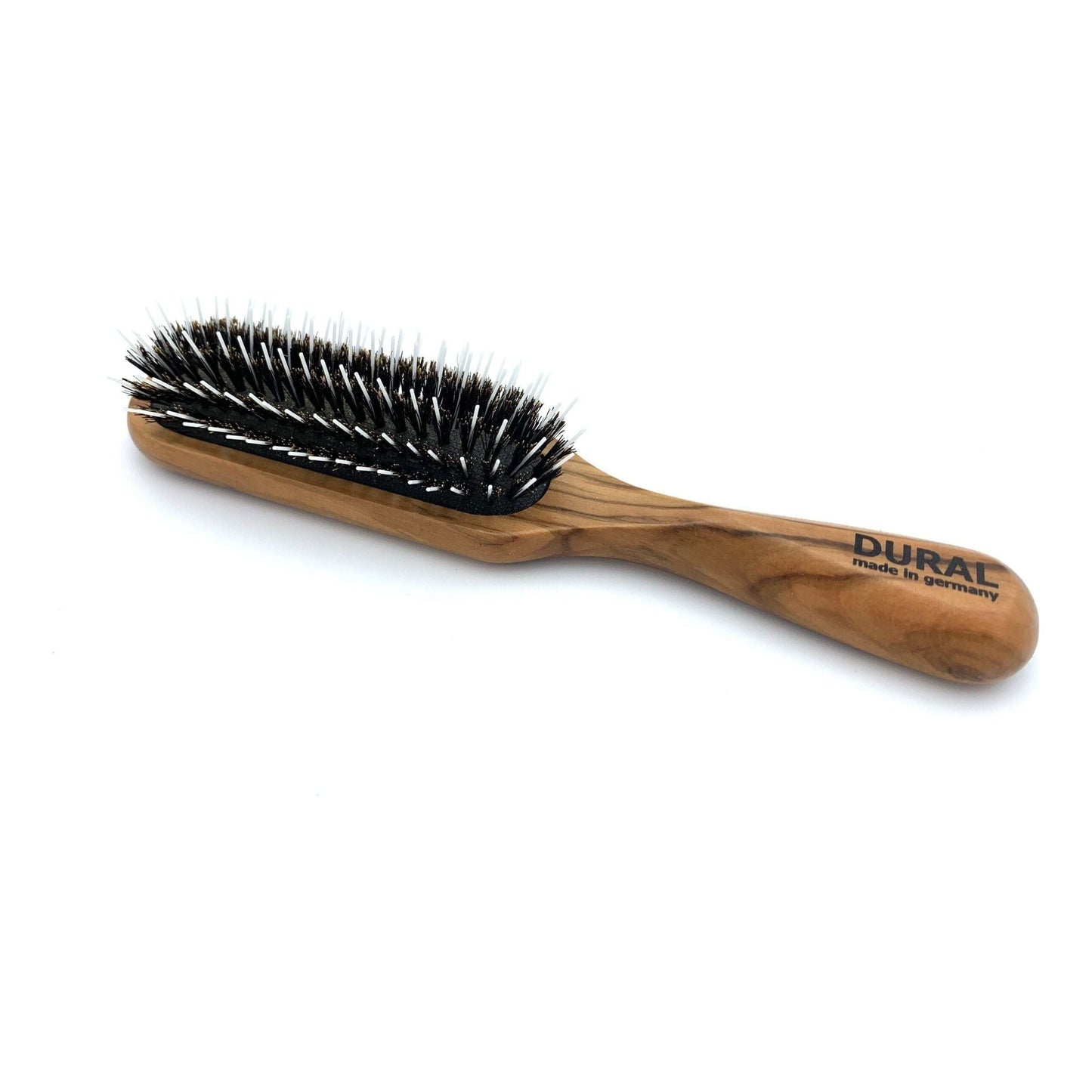 Dural Hair Brush For Styling & Care Rubber Cushion Wild Boar Bristles With Styling Pins Olive Wood Hair Brush Pasteur Pharmacy