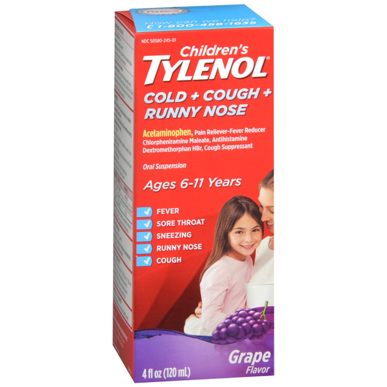 Children's Tylenol Cold + Cough + Runny Nose, Grape Flavor 4 Fl Oz Health & Beauty Pasteur Pharmacy