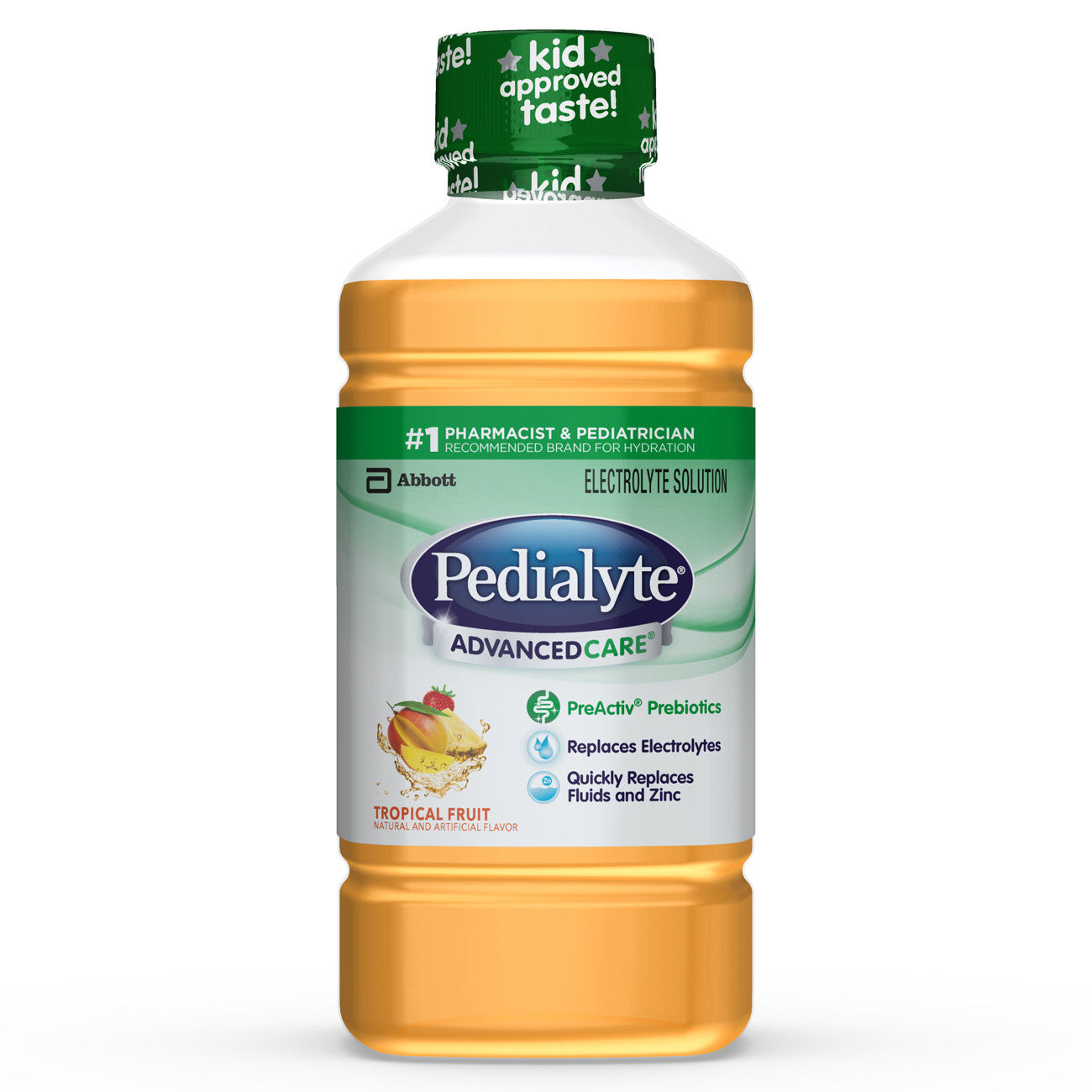 Pedialyte Advanced Care Tropical Fruit Electrolyte Solution, 33.8 Fl Oz Juice Pasteur Pharmacy