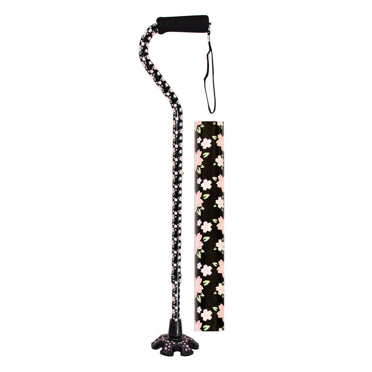 Essential Medical Supply Couture Offset Cane With Matching Standing Tip, Pink Floral Pasteur Pharmacy