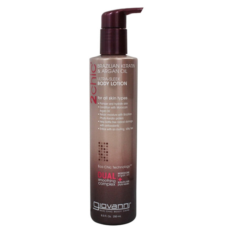 Giovanni Cosmetics 2chic Brazilian Keratin & Argan Oil Ultra Sleek Body Lotion 8.5 Oz Lotion & Moisturizer Pasteur Pharmacy