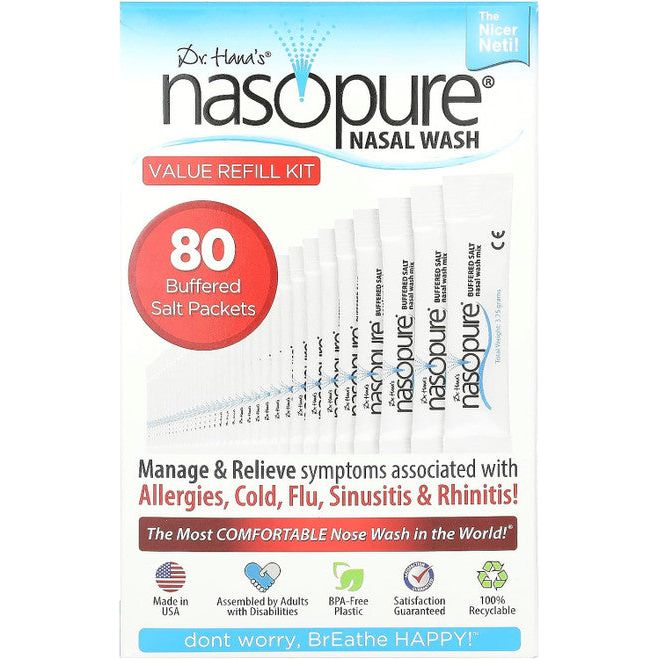 Nasopure Nasal Wash, Value Refill Kit, 80 Buffered Salt Packets Medicine & Drugs Pasteur Pharmacy