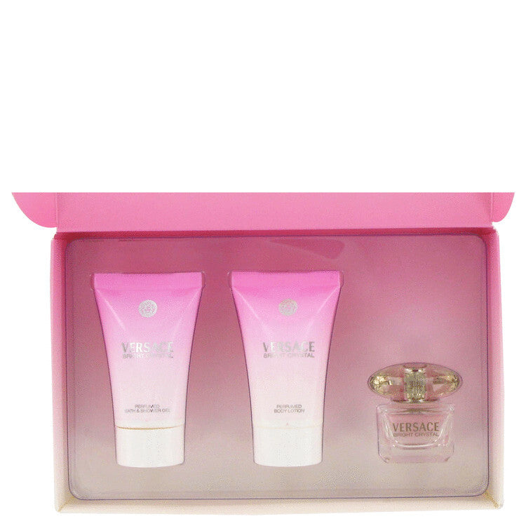 Bright Crystal by Versace Gift Set -- .17 oz Mini EDT + .8 oz Shower Gel + .8 oz Body Lotion (Women)