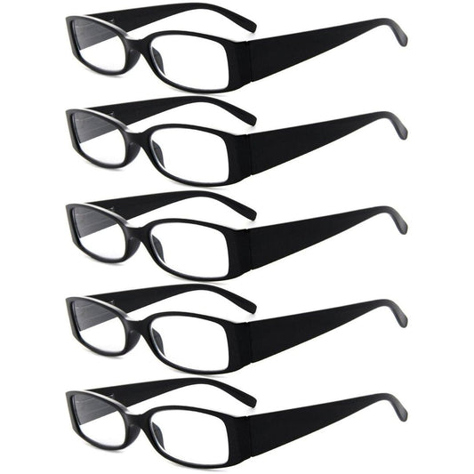5 Pack Rectangle Stylish Reading Glasses R040-A Eyeglasses Pasteur Pharmacy Black-5pcs +0.50