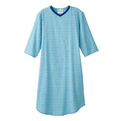 Silverts Senior Men's Adaptive Open Back Flannel Nightgown Green Plaid Medical Supplies Pasteur Pharmacy