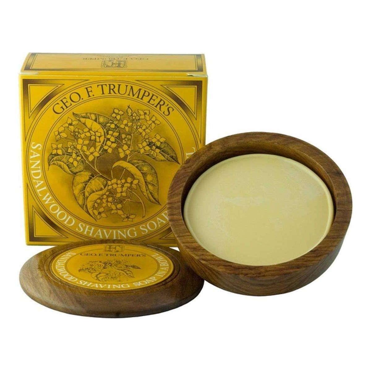 Geo. F. Trumper Sandalwood Shaving Soap Wooden Bowl 80g Shaving Soap Pasteur Pharmacy Wooden Bowl