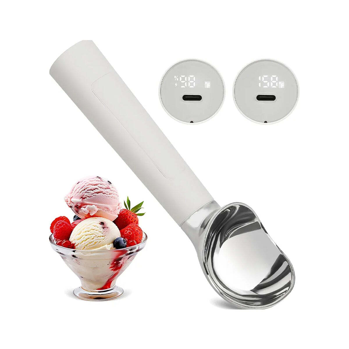 Color: ORANGE SORBET - Scoop EZ LED Heated Ice Cream Scoop Thermostatic And Rechargeable