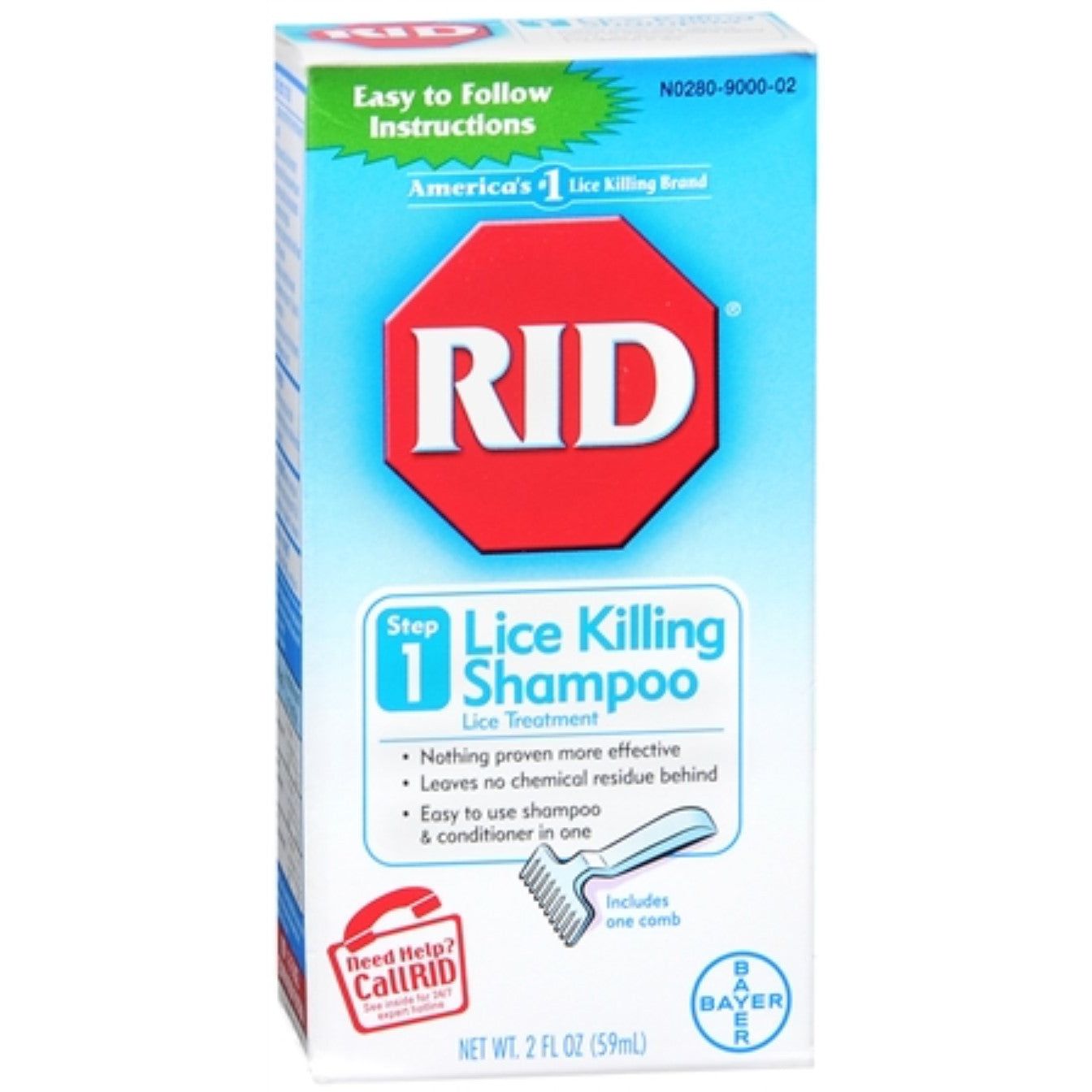RID Lice Killing Shampoo, Includes 1 Nit Comb And 1 Bottle, 2 Ounces Shampoo Pasteur Pharmacy