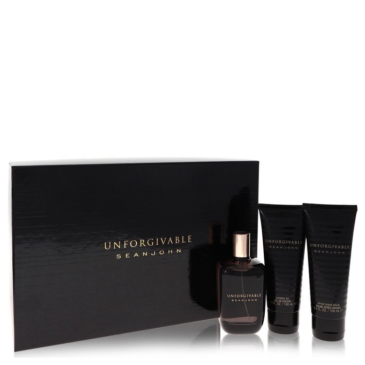 Unforgivable by Sean John Gift Set -- 4.2 oz Eau De Toilette Spray + 3.4 oz Shower Gel + 3.4 oz After Shave Balm (Men) Sean John Sean John