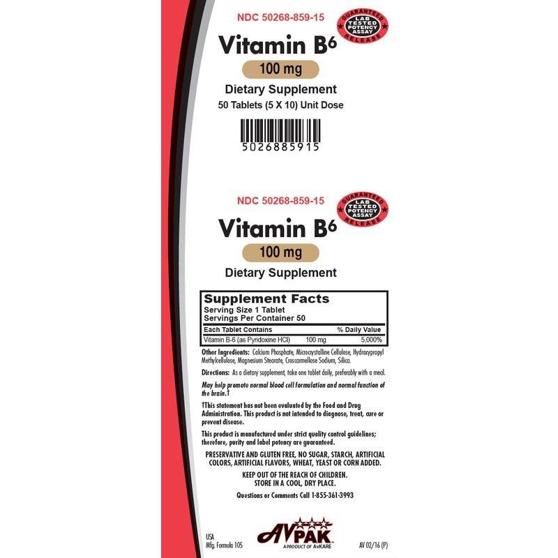 AvKare Vitamin B-6 Tablets 100 MG Vitamins & Supplements Pasteur Pharmacy