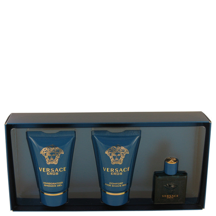 Versace Eros by Versace Gift Set -- .17 oz Mini EDT + .8 oz Shower Gel + .8 oz After Shave Balm (Men) Versace Versace