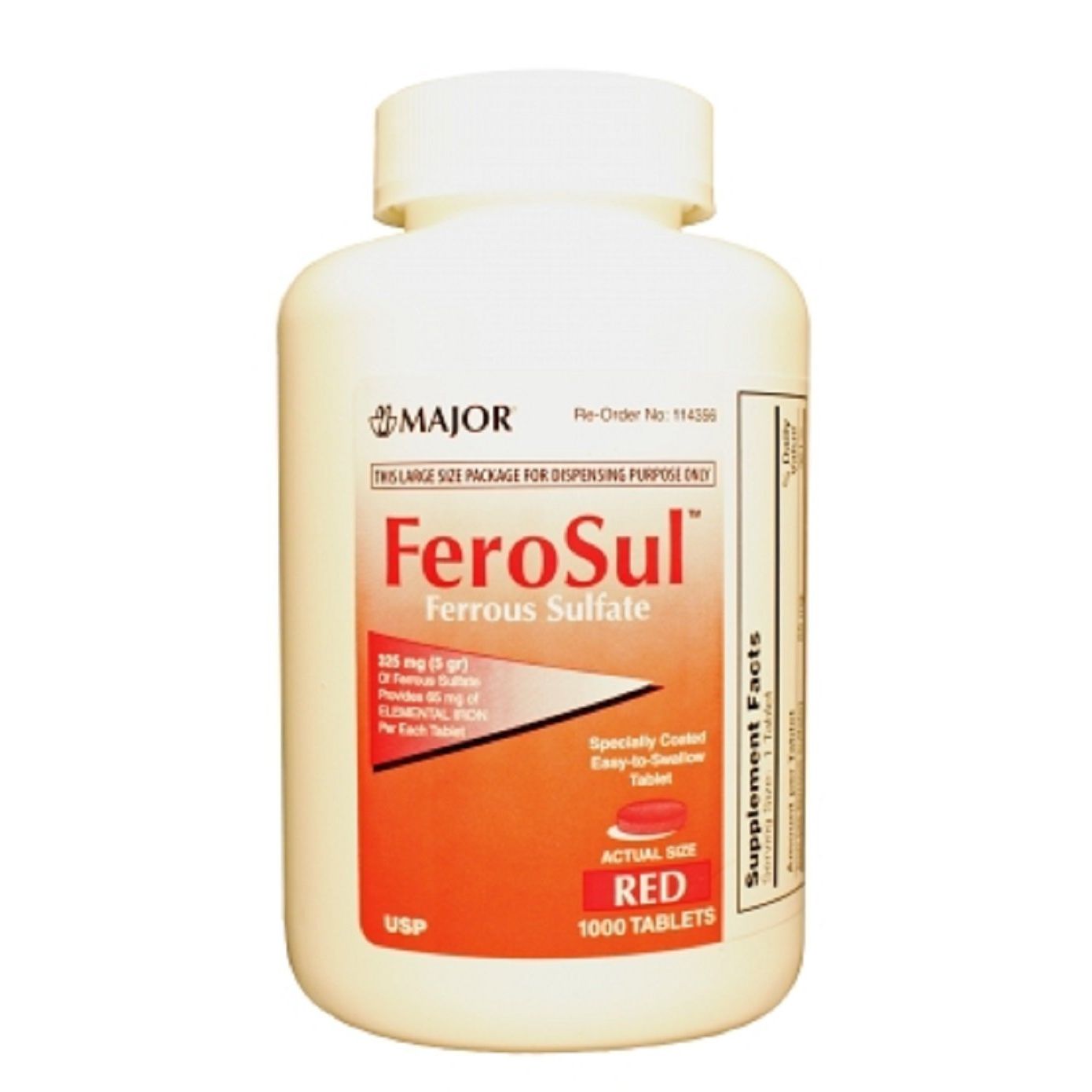 Major FeroSul Ferrous Sulfate 325 Mg - 1000 Red Tablets Fitness & Nutrition Pasteur Pharmacy