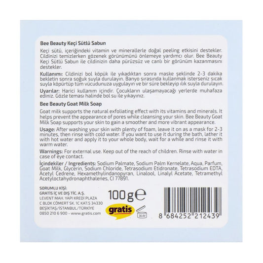 Bee Beauty Goat Milk Bar Soap for Gentle Cleansing 100g