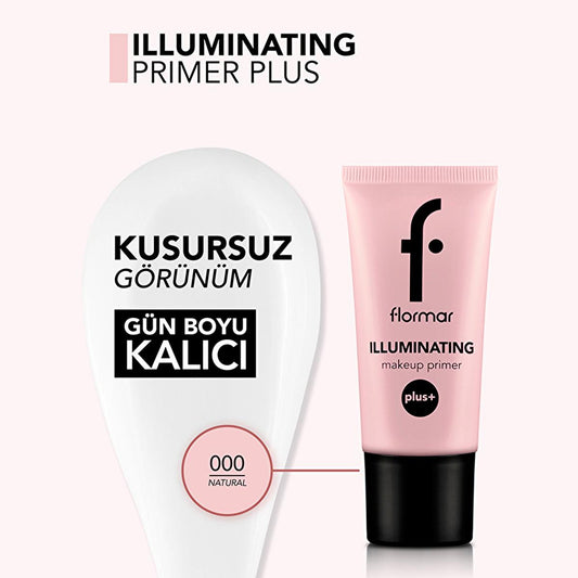 Flormar Illuminating Primer Plus - Hydrating Makeup Primer for Radiant Finish, Green Tea & Acai Extracts