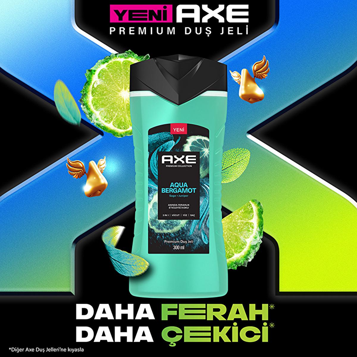 Axe Premium Collection Aqua Bergamot 3 in 1 Shower Gel - Refreshing Body, Hair & Face Cleanser for Men | 300 ml